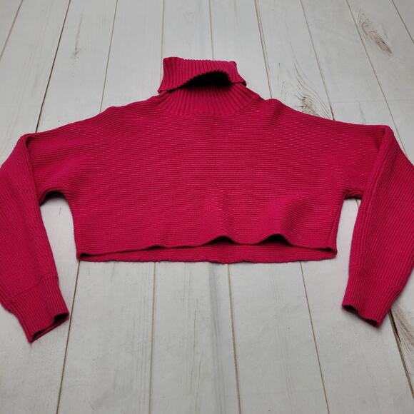 House of Harlow 1960 magenta pink crop turtleneck sweater - Picture 1 of 6